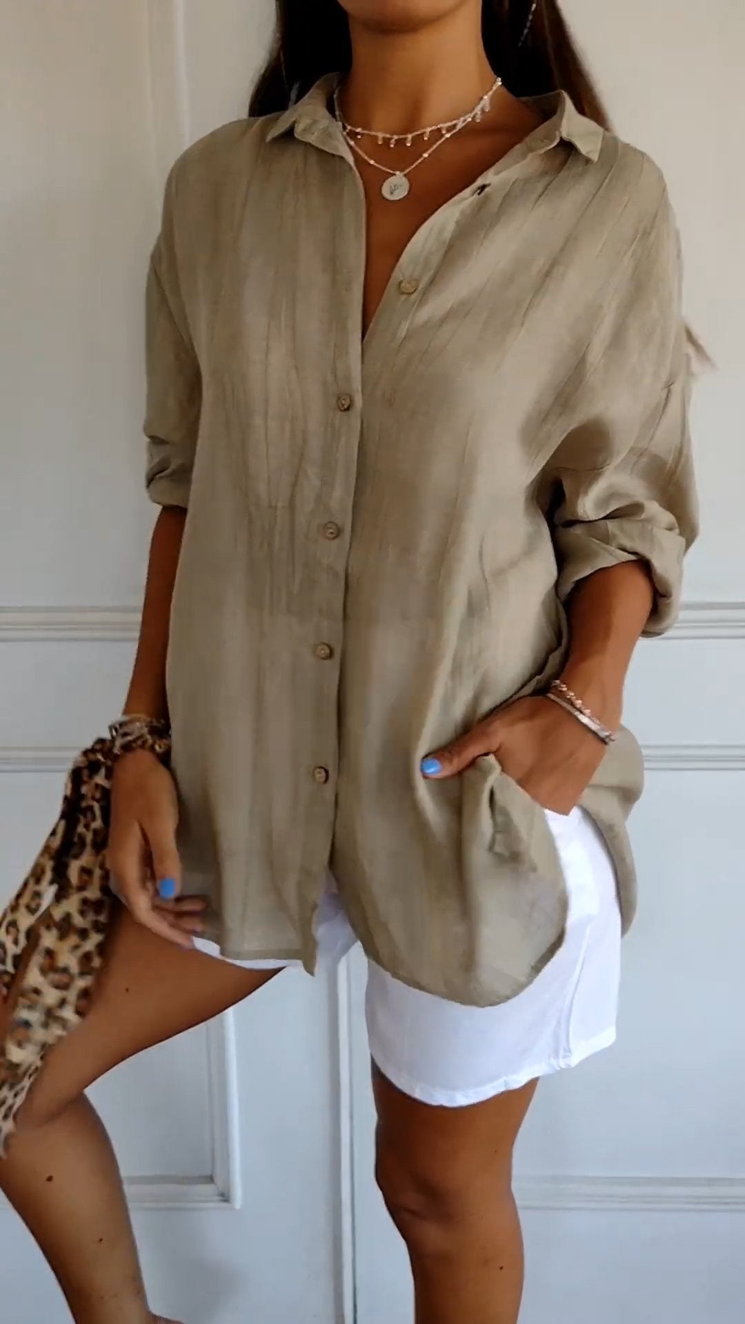 Variant image for Damenbluse Weiß Größe M Plissiert Baumwolle Elegante Bluse für Festliche Anlässe-9