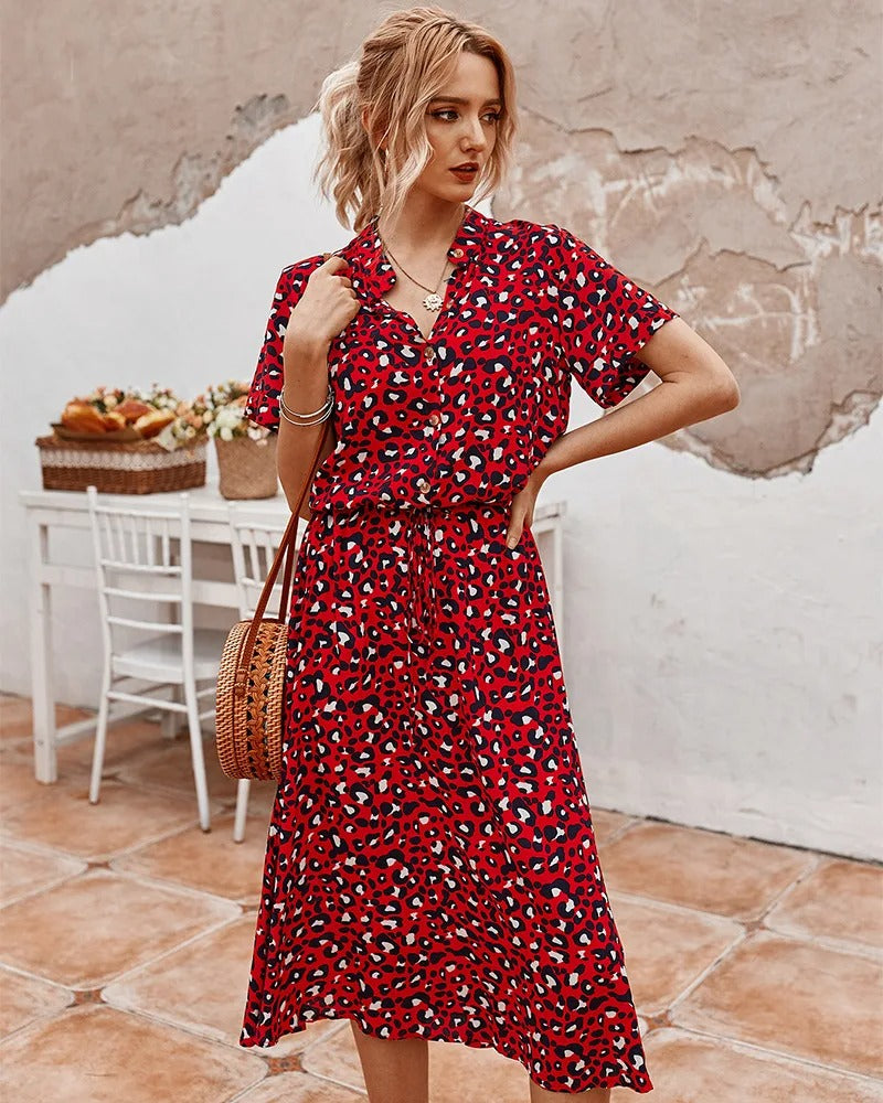 Variant image for Luftiges Midi Damenkleid mit Modernem Druck – Bequemes Sommerkleid für Warme Tage in Eleganter Passform-25