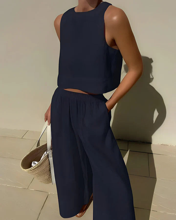 Variant image for Damen Sommer Outfit Schwarz Größe M Baumwolle Leinen-1