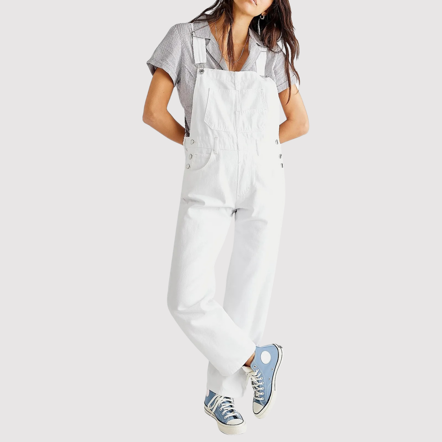 Variant image for Damen Latzhose Blau Größe M Denim - Entspannte Passform, Verstellbare Träger, Praktische Taschen-16