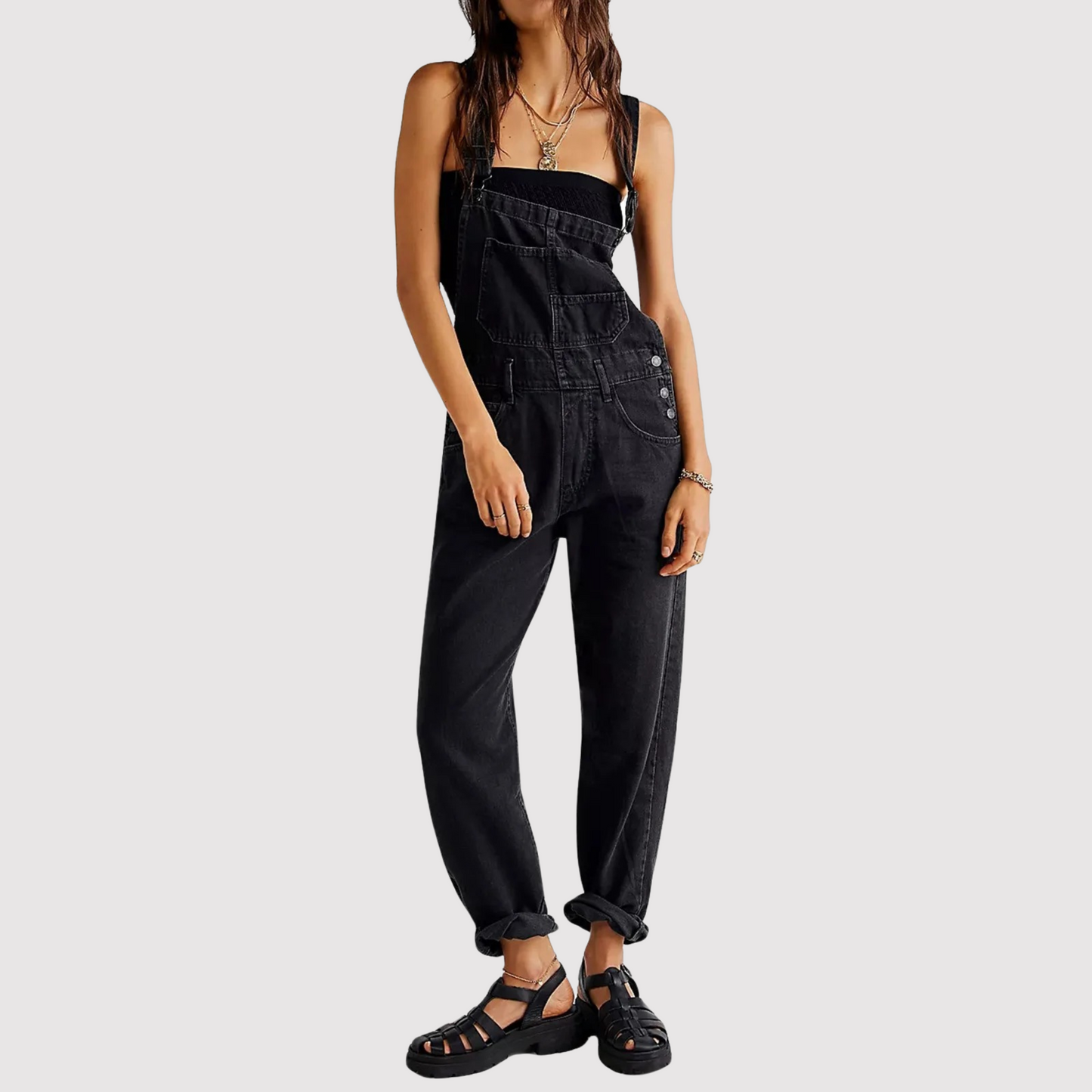 Variant image for Damen Latzhose Blau Größe M Denim - Entspannte Passform, Verstellbare Träger, Praktische Taschen-11